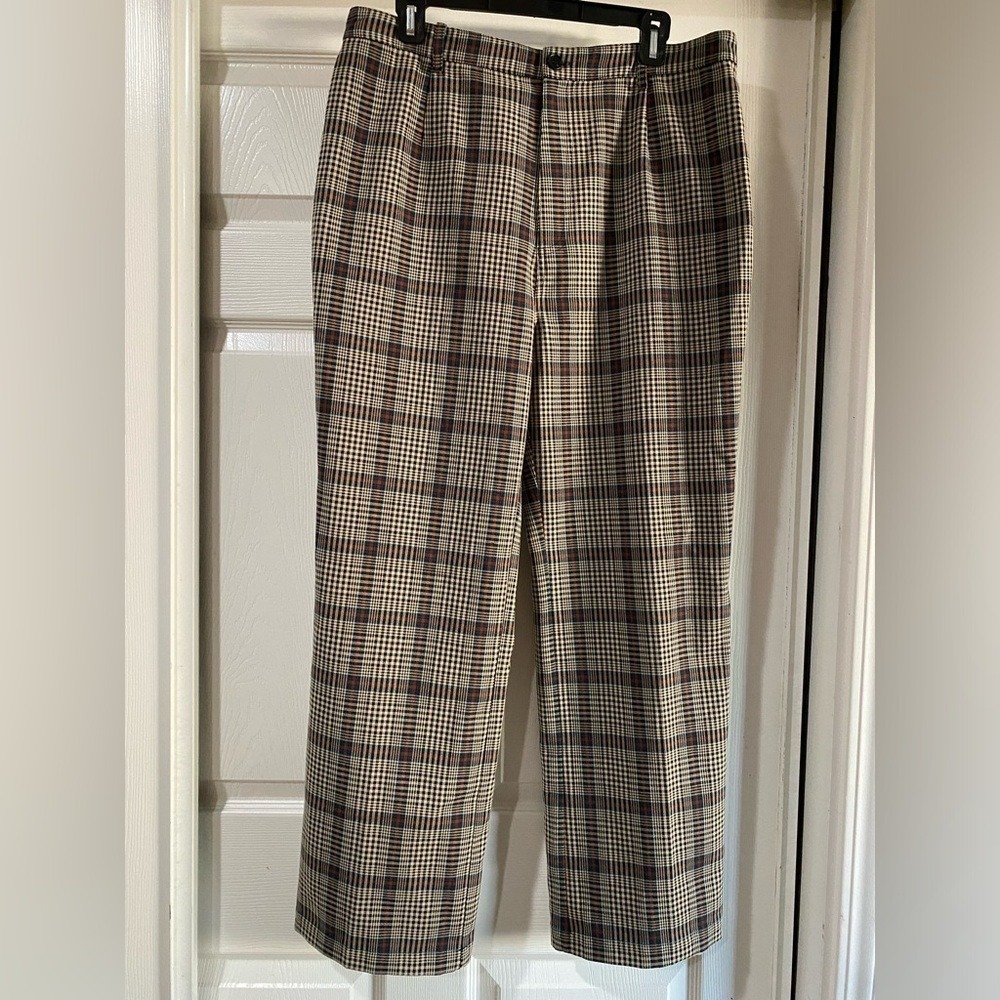 REFORMATION Franklin Straight Ankle
Cropped Trouser Pant Taupe Plaid 12‎